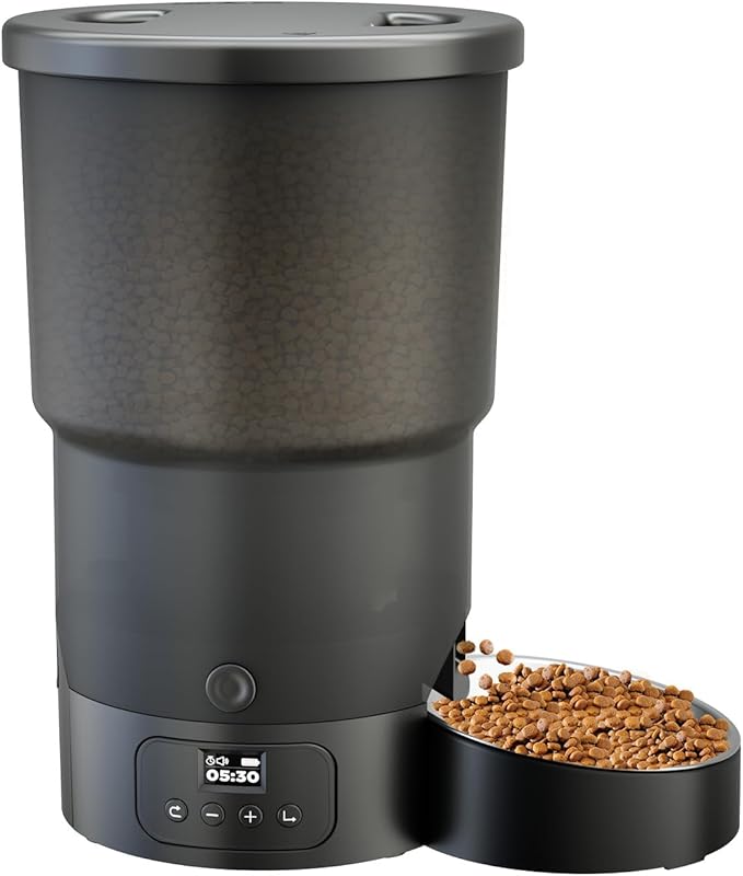 Gimars 5L/20 Cups Automatic Cat Feeder, Programmable 1-6 Meals Cat Food Dispenser with Stainless Steel Bowl, Easy Setup, Dual Power Supply,10s Meal Call Timed Pet Feeder for Cats and Small Dogs