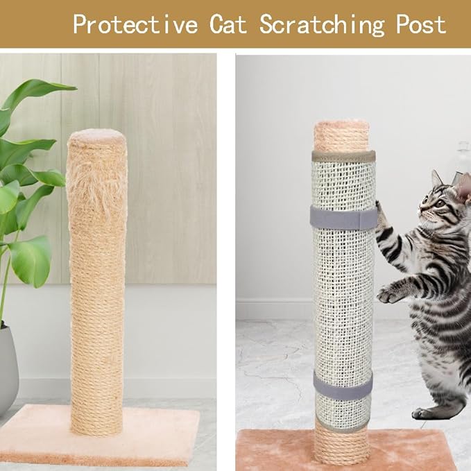 Cat Nail File Scratcher, Cat Nail File with80 Aluminum Oxide Grit, Natural Cat Scratch Pads Wrap Around a Cat ScratcherPost or Cat Tree Base to Help Trimming Cat Nails and Protect Furniture