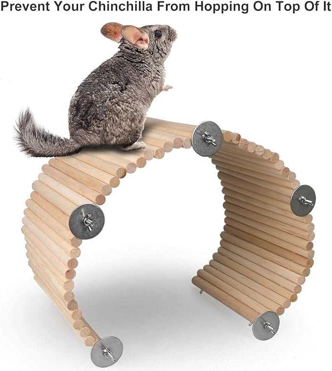 YKD Chinchilla Natural Birch Wood Flexible Platform Toy, Chinchilla Running Wheel Fence, Small Animal Climbing Toys for Guinea Pig Rabbit Hamsters Gerbils Rat and Other Small Animals