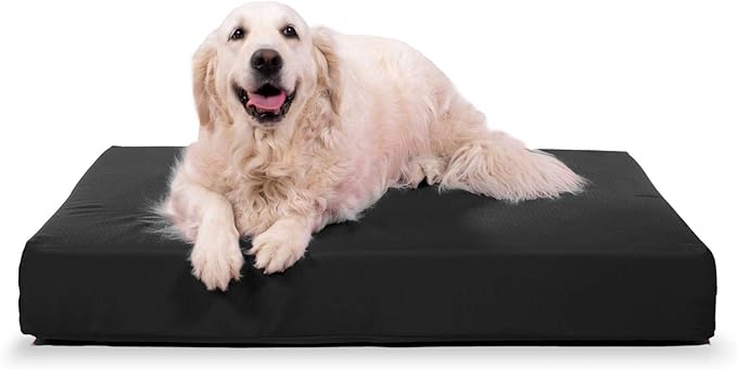 K9 Ballistics Tough Ripstop Orthopedic Rectangle Dog Bed Removable Washable Cover, Solid Orthopedic Foam for Large Dogs 40"x34", Obsidian Black