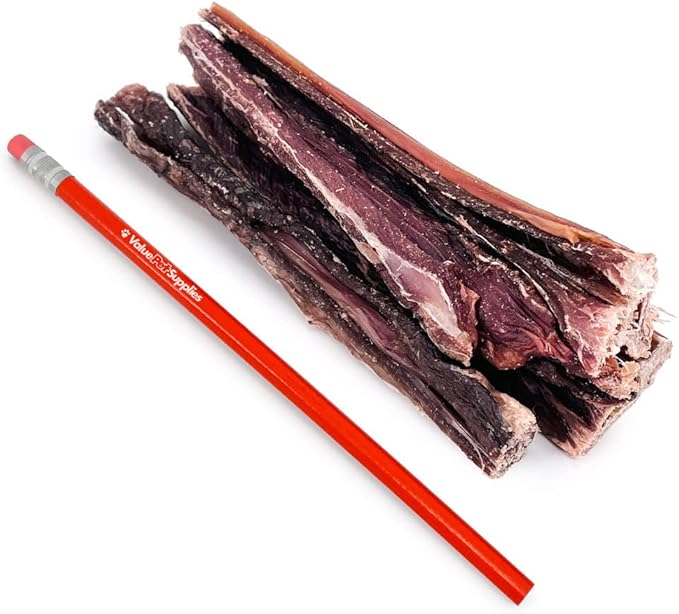 ValueBull Beef Jerky Gullet Sticks, Premium Dog Chews, 6 Inch, 25 Count - Natural Collagen, Glucosamine & Chondroitin for Joint Health, Single-Ingredient Beef Esophagus
