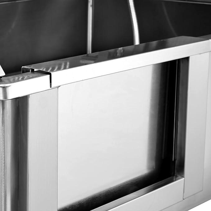 VEVOR 50" Pet Dog Bathing Station w/Stairs, Professional Stainless Steel Dog Grooming Tub w/Soap Box, Faucet,Rich Accessory, Dog Bathtub for Large,Medium,Small Pets, Washing Sink for Home Left