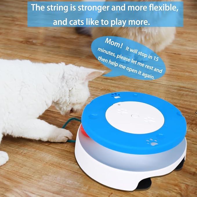 LASOCUHOO 2-in-1 Automatic Cat Toy with Track & Jumping String – Interactive Electric Toy with Rolling Balls & Bell, Battery-Powered (3 AA), Auto Shut-Off for Multi-Cat Play