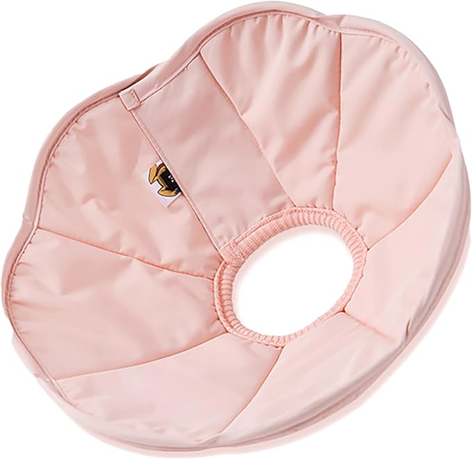 Touchdog Foldable Dog Cone Collar for Cats & Dogs - Adjustable Soft Recovery Collar with Waterproof PU Coating, Lightweight Design, 24.5cm/9.6in Wide Barrier (Pink, L)