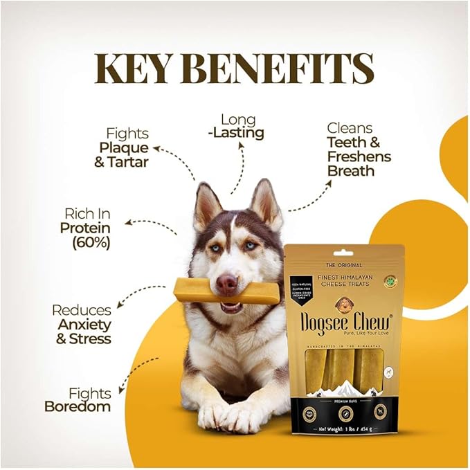 Dogsee Chew Dog Dental Chews | Long Lasting Dog Chews for Large Dogs | Yak Cheese Flavored Himalayan Dog Chew That Will Lower The Chances of Plaque and Tartar Growth | 1 Bar