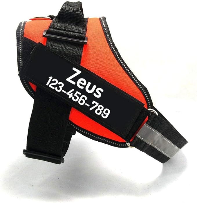 PawPawify Custom No Pull Dog Harness with Name and Phone Number, Heavy Duty Personalized Pet Vest to Prevent Tugging, Pulling, or Choking, Training and Walking (Orange, XL (60-85 LBS))