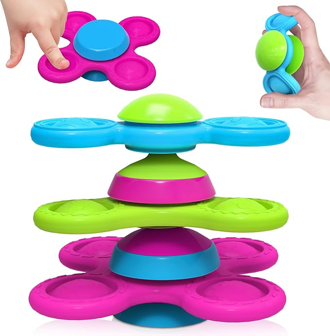 Spinner Toys for Babies, 3PCS | Suction Cup Spinner Toy for 1 2 Year Old Boys Girls | Suction Spinners Baby | Baby Toys 12-18 Months | Sensory Toy for Toddlers 1-3 (Cute Animals)