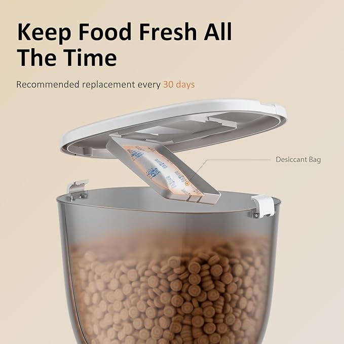 5L/21 Cup Automatic Cat Feeder, Timed Cat Dry Food Dispenser, Automatic Pet Feeders Dual Power Supply, 6 Meal Programmable 1-20 Portion Cats Feeder, Auto Dog Feeders,Pet Food Dispenser for Cats, Puppy