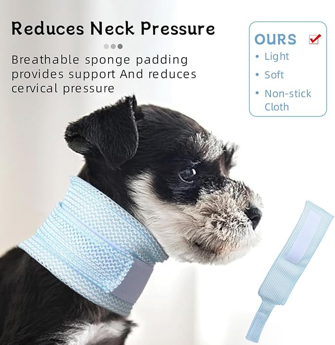 Cat Neck Brace Cover - Breathable & Adjustable Elizabethan Collar for Post-Surgery Recovery Anti-Scratch Anti-Lick Protection, Cervical Cone for Small Medium Large Dogs Puppies Kittens (X-Small,Blue)