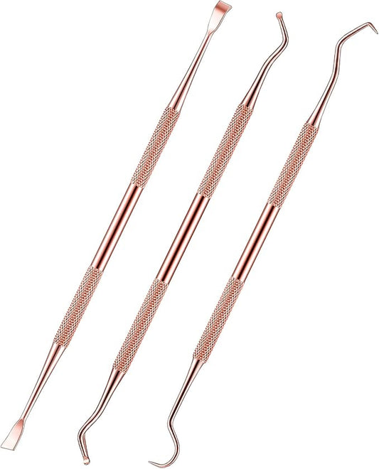 3 Pieces Dog Dental Tooth Scaler and Scraper Stainless Double Headed Tarter Removing Tool Scraper Pet Teeth Cleaning Tools for Dog and Cat (Rose Gold)