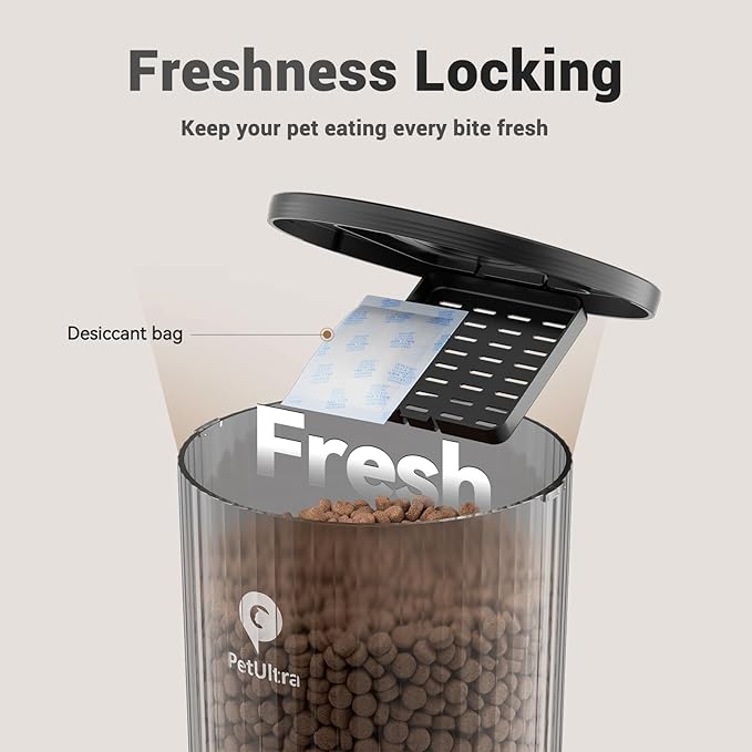 Automatic Cat Feeder for 2 Cats - 16 Cups/4L Timed Auto Pet Feeder with Portion Control (1-6 Meals), Dual Power& Easy to Clean for Indoor Cats & Small Dogs