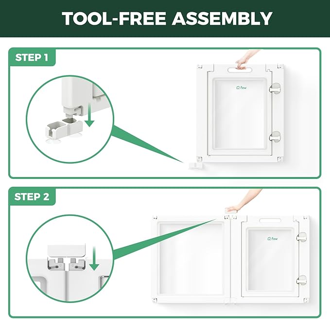 FXW AuraSpace Acrylic Indoor Unleashed Dog Playpen for Puppies and Small Dogs, 24 Inch, 8 Panels, White