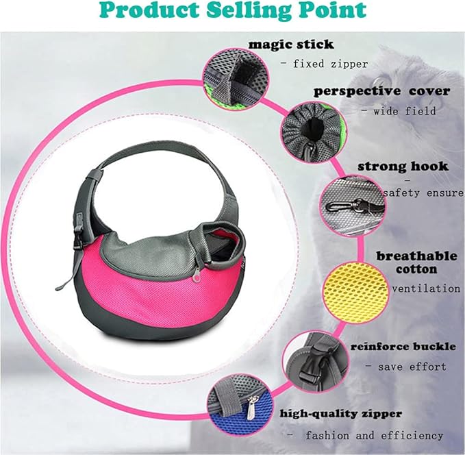 Love Dream Pet Dog Sling Carrier, Breathable Mesh Portable Travel Safe Pet Sling Shoulder Bag Carrier with Adjustable Non-Slip Shoulder Strap for Small Dogs Cats Puppy