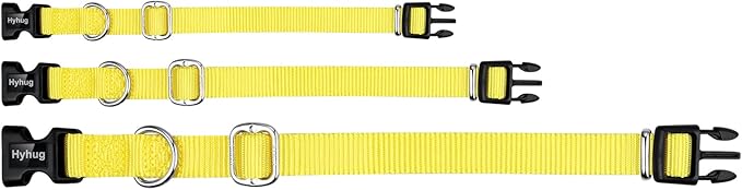Hyhug Pets Solid Color Classic Regular Heavy Duty Basic Collar for Medium Breed Dogs Daily Use Walking,Jogging,Professional Training. (Medium, Illuminating Yellow)