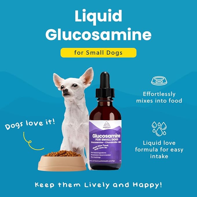 Liquid Glucosamine for Small Dogs, 260mg Glucosamine Liquid for Dogs Joint Supplement for Mobility & Comfort, Easy-to-Use Liquid MSM & Chondroitin, 2 oz