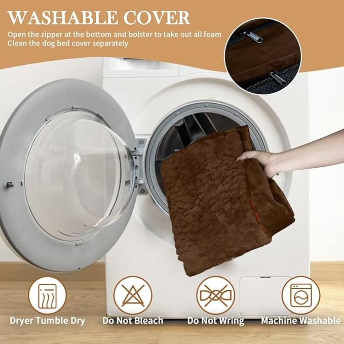 Comfort Expression XXL Orthopedic Dog Beds Waterproof, Orthopedic Foam Dogs Beds for Extra Large Dogs, Washable Dog Sofa Bed with Removable Cover & Non-Slip Bottom(XX-Large,Chocolate Brown)