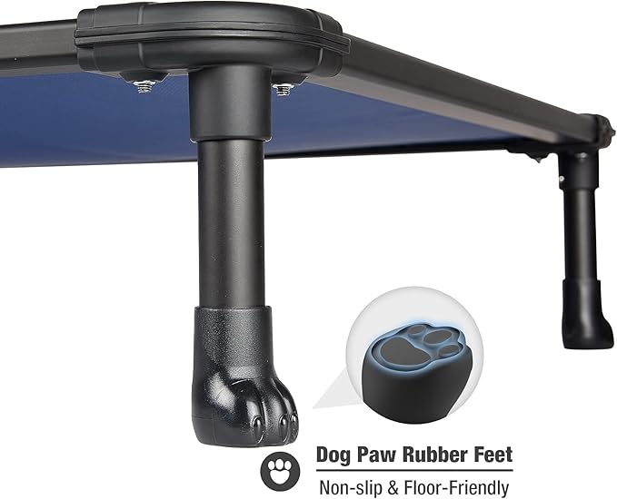 Veehoo Chew Proof Elevated Dog Bed - Cooling Raised Pet Cot - Rustless Aluminum Frame and Durable Textilene Mesh, Unique Designed No-Slip Feet for Indoor or Outdoor Use, Blue, Medium, CWC2002