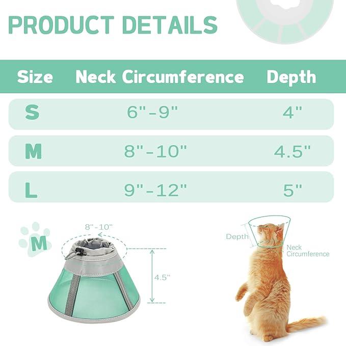 Cat Cone Collar Soft, Cat Recovery Collar for Large Medium Small Cats Kittens, Pet Cone Alternative After Surgery