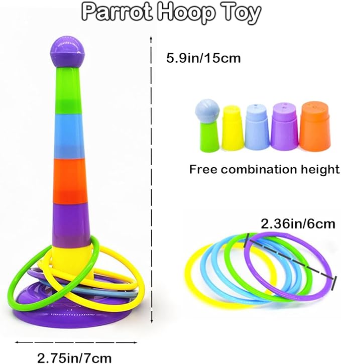 6pcs Interactive Puzzle Toy Set for Small Parrots - Training, Stress Relief, Include Coin Box, Bell Ball, Skateboard & Ferrule Toy for Bird Budgies, Cockatiels, Parakeet etc