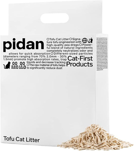 pidan Tofu Cat Litter Clumping,Flushable,Ultra Absorbent and Fast Drying, 100% Natural Ingredients Litter,Solubility in Water,Really Dust-Free,Less Scattering (5.3lb×1bag)