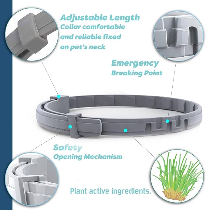 Natural Flea and Tick Collar for Puppies - 12-Month Protection, Safe Pest Control - Waterproof, Strong - Free Flea Comb and Tick Tweezer Included - 2-Pack, 13.8 Inches