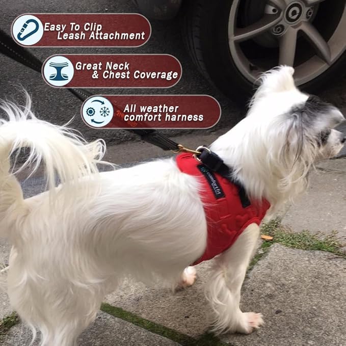 Comfort Fit Dog Harness No Pull No Escape Harness Adjustable Buckles Soft Padded Reflective Choke Step in Dog Vest with Easy Control Handle for Small Medium Large Dogs & Puppies
