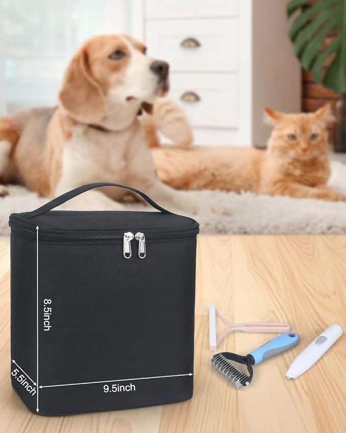 Pet Grooming Bag, Dog Cat Grooming Supplies Organizer Bag Pet Hair Removal Trimming Cleaning Tool Kit Storage Bag (Black)