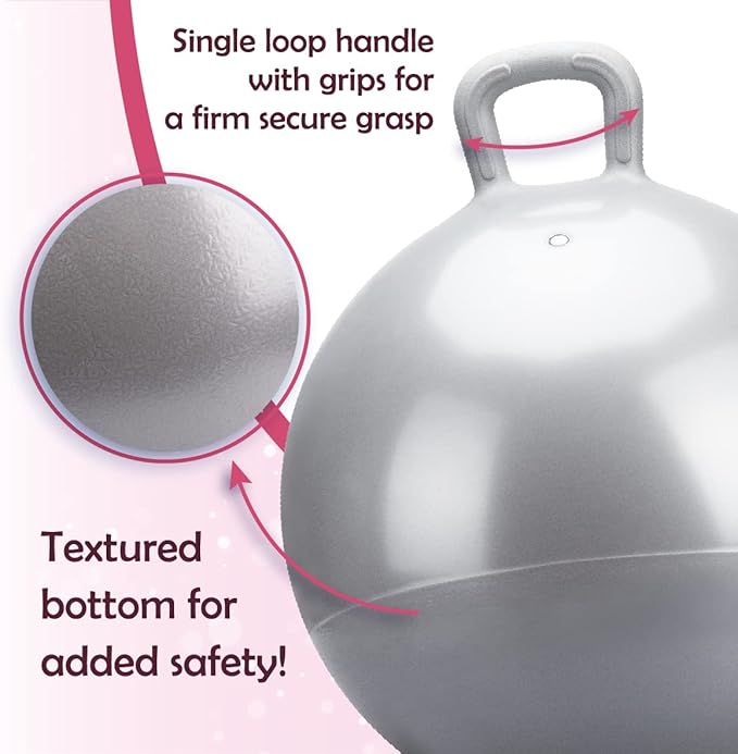 INPODAK Hopper Ball 18 Inch Bouncy Ball with Handle for Kids, Hippity Hop Jumping Bouncer Hopping Toy for Boys and Girls Ages 3-6 with Pump and Gift Box Birthday