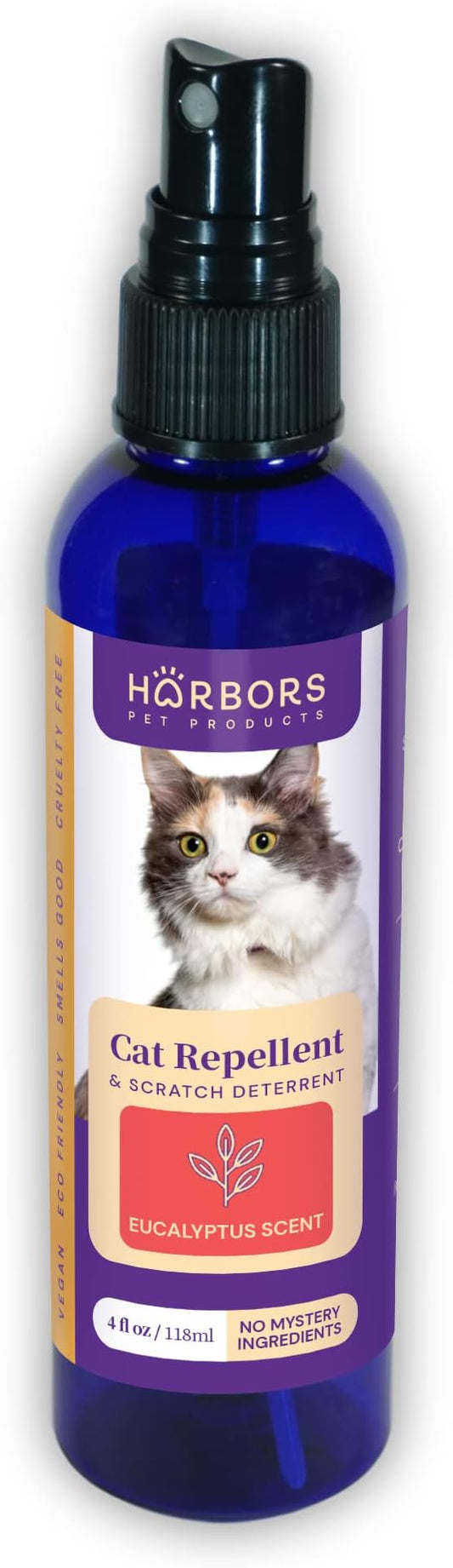 Harbors Cat Scratch and Chewing Deterrent Spray - 4 oz / 118 ml | Formulated with Essential Oils | 100% Satisfied or Return (Eucalyptus)