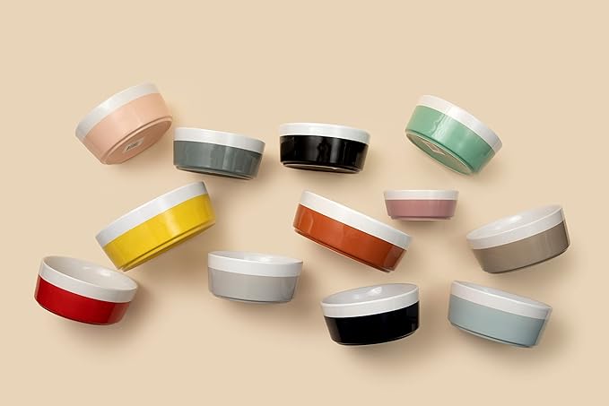 Waggo Dipper Ceramic Dog Bowl for Small and Large Breeds - Heavyweight and Durable Pet Food and Water Dish Crock, Dishwasher Safe, Modern (Midnight Blue, Medium)