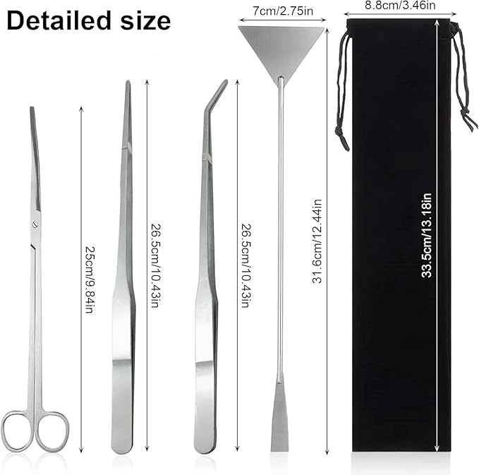 4 in 1 Aquascaping Tools Aquarium Plant Tools Anti-Rust Fish Tank Tools Stainless Steel Tweezers Scissors Spatula for Fish Starter Kits, Aquariums Tank and Terrarium