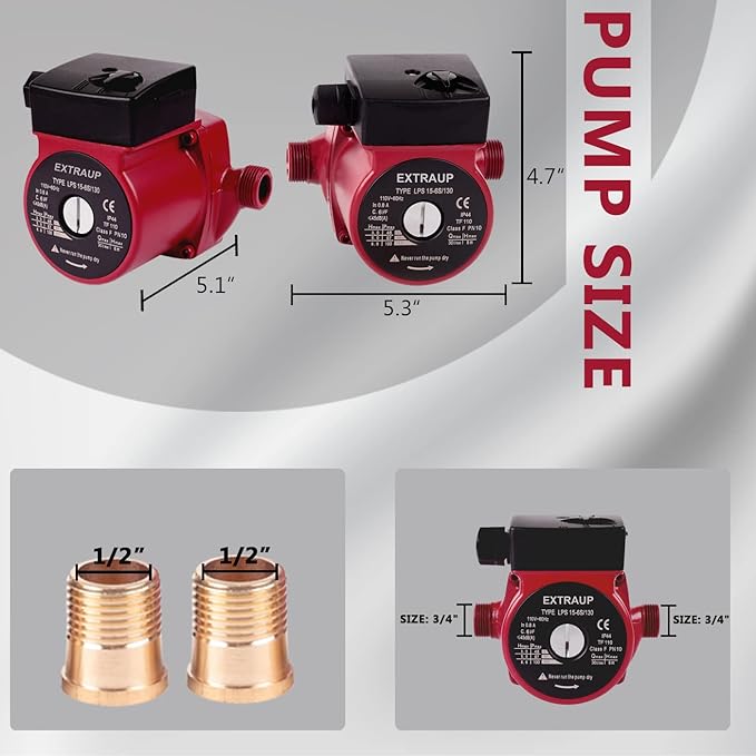 3/4 NPT 110V Hot Water 3-Speed Cast Iron Circulation Pump Circulator Pump