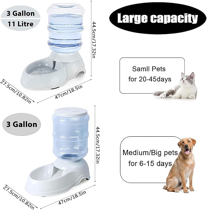 Automatic Dog Feeder and Water Dispenser Set for Large Dogs, 3 Gallon Gravity Dog Cat Food and Water Dispenser Set with Pet Food Bowl,Large Pet Food Water Dispenser Station