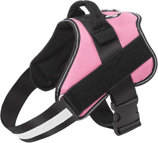 Bolux Dog Harness, No-Pull Reflective Dog Vest, Breathable Adjustable Pet Harness with Handle for Outdoor Walking - No More Pulling, Tugging or Choking (Pink, L)