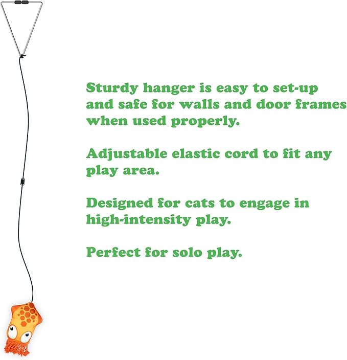 Meowijuana Jump 'n' Jamb Door Hanging Cat Toy | Deep Sea Squid | Refillable Interactive Catnip Toy | Promotes Play and Cat Health | Includes Potent Catnip Grown in North America