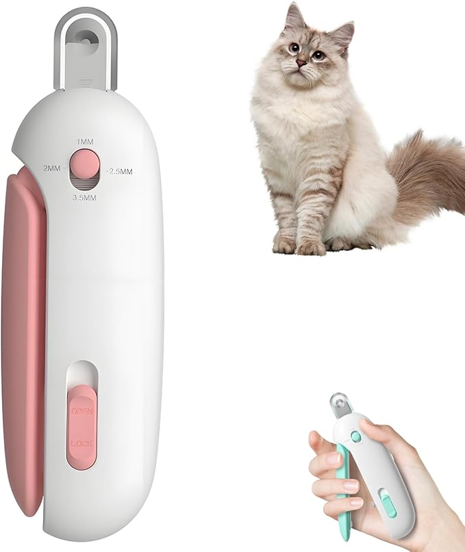 Celery Pets Nail Clippers, Adjustable Claw Clippers for Cats, Round-Hole Trimmer with Dust Storage, Safe Pet Claw Clipper Grooming Tool, Adjustable Nail Cutter for Small Large Cat/Dog (Pink)