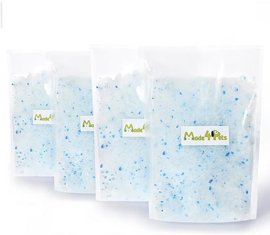 Made4Pets Cat Litter Crystals Kitty Litter Odor Control Crystal Litter Non Clumping No scooping Low Dust, Low Tracking, Lightweight, Dehydrates Waste,– 13.2 lbs (4 x 3.3 lb Packs)