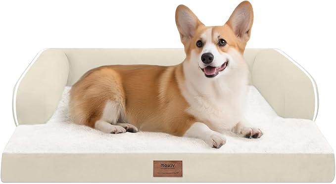 Dog Bed Medium Size Dog-Orthopedic Waterproof Bed for Dogs,Foam Couch Sofa with Washable Removable Cover & Non-Slip Bottom-Beige