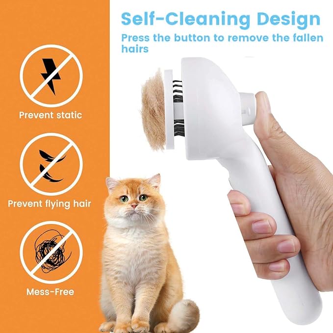 Pet Steam Brush for Dog & Cat – 3-in-1 Spray Hair Removal Comb – Steam Brush for Shedding & Grooming – Water for Long & Short Haired Pets – Spritz Defur Comb (Green)