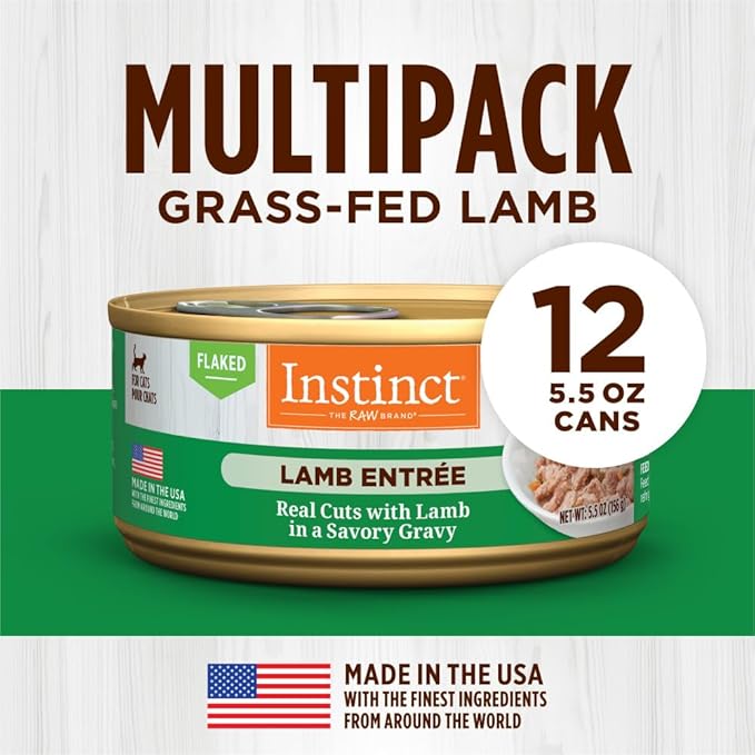 Instinct Flaked Entrée Wet Canned Cat Food - Lamb, 5.5 oz. Cans (Pack of 12)