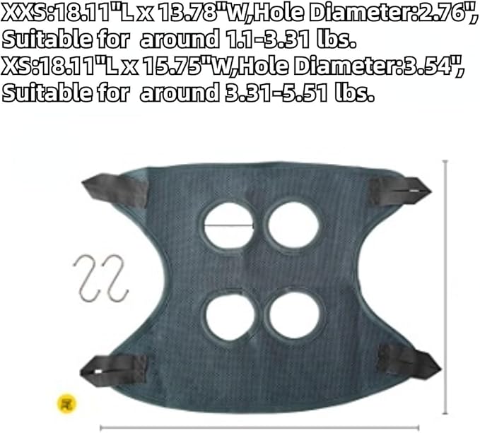 Rabbit Grooming Hammock with Safety Belt for Nail Clipping, Grooming, Bunny Bathing Bag for Nail Trimming, Cat Claw Care Bag, Small Animal Grooming Harness (Grey,XX-Small)