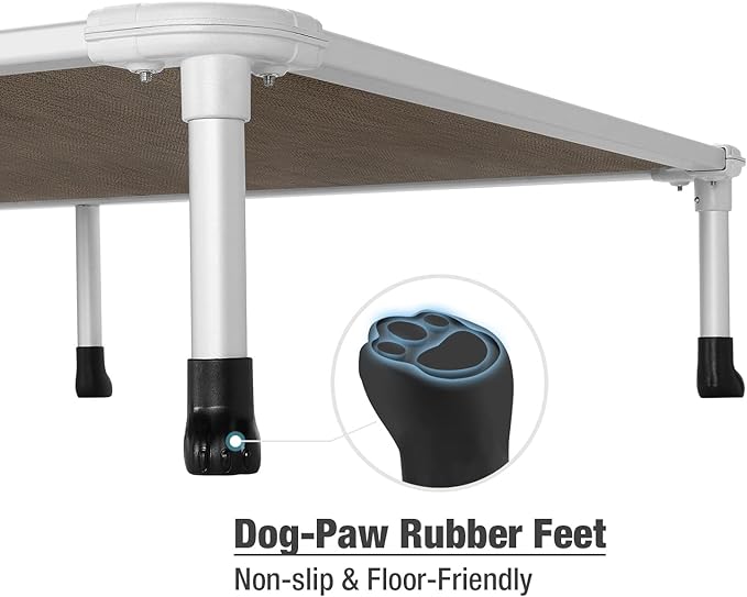 Veehoo Chew Proof Elevated Dog Bed - Cooling Raised Pet Cot - Silver Aluminum Frame and Durable Teslin Mesh Fabric, Unique Designed No-Slip Feet for Indoor or Outdoor Use, Brown, XX-Large, CWC2003