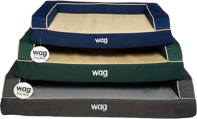 Wag Premium Pet Dog Bed | Multi Layer Construction with Cooling Energy Gel and Copper Infusion | Machine Washable Cover and Water Resistant Inner Liner | Large, Pine Green