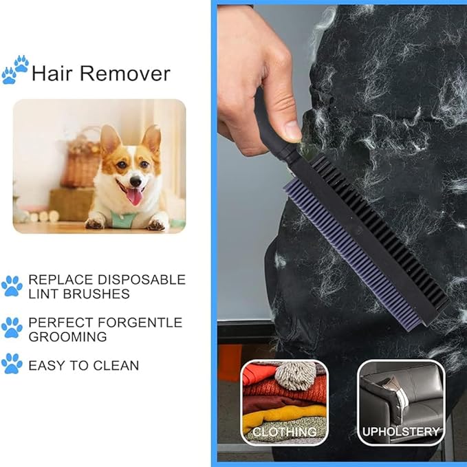 Rubber Pet Hair Removal Brush for Couch Clothes Dog Cat Pet Hair Carpet, Also Used as Dog Cat Bath Brush with Massage Effect(black)