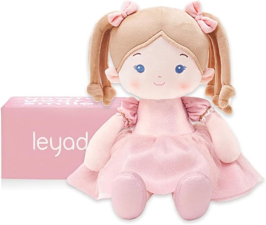 Soft Baby Doll Toys (12''), My First Baby Rag Doll for 1 Year-Old Girl Birthday Gift, Christmas Plush Toys Gift for Toddler Kids Infants-Halloween Special-Princess Coral-Light-Pink