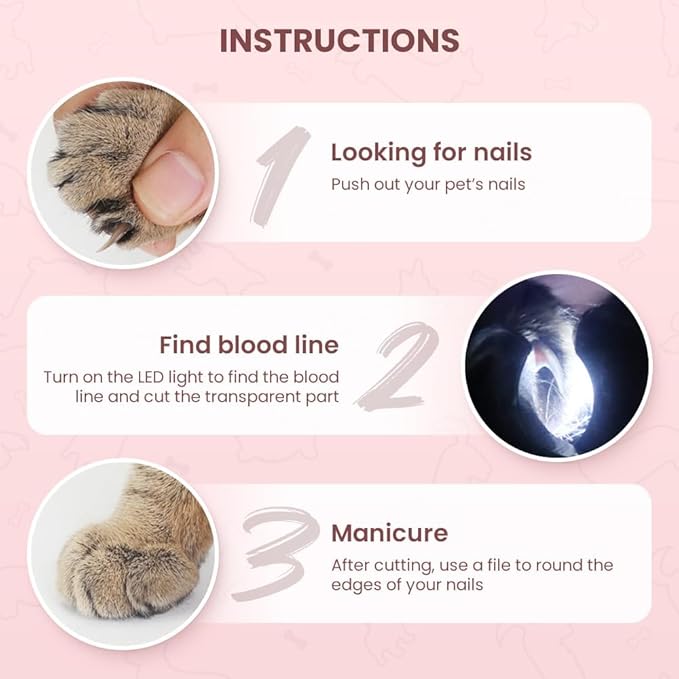 LED Pet Nail Clippers,Upgrade Cat Nail Clipper with Light,Cat Claw Trimmer Nail Clippers for Dogs,Trim Your Pets Nails Easy and Pain-Free Grooming Tool for Small Animals (Blue 2PCS)