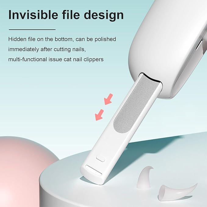 Pett Nail Clipper for Cats - Gentle Round-Hole Trimmer with Dust Storage | Adjustable Size & Hidden Nail File | Pet Grooming Tool for Safe & Loving Care (Pink)