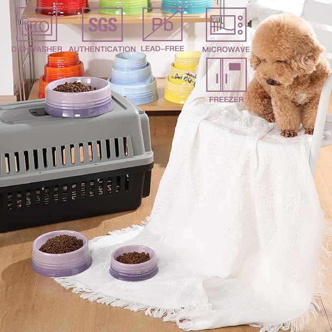 Sweejar Gradient Dog Bowl, Ceramic Dog Food Dish for Puppy and Kitten, Porcelain Pet Bowl for Food and Water 8 oz (Gradient Purple)