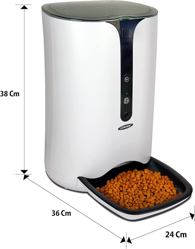 Lentek Smart Pet Feeder - Auto Dry Feeding Dispenser for Cat & Dogs with 720p HD Camera & Timer, Alimentador, Programmable, WiFi, Smartphone Control, Automated Portion Controlled, 10 Oz Capacity