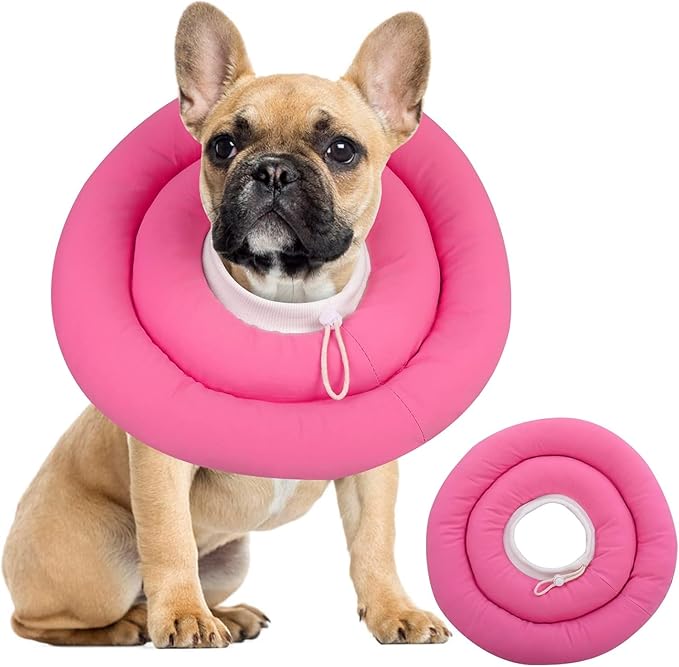 IDOMIK Dog Recovery Collar, Waterproof Soft Dog Cone After Surgery, Comfy Protective Elizabethan Collar Alternative for Dogs Cats, Adjustable Pet Neck Donut Cone Anti-Licking Biting Wounds,Rose,2XL